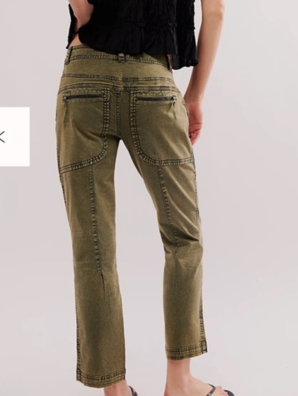 Free People Hot In It Olive Green Cargo Crop Pants - Picture 2 of 9